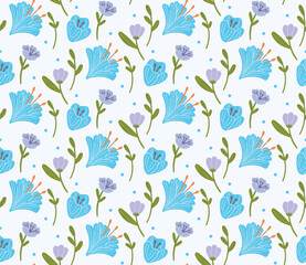 Flower Seamless Background, Nature Theme Fabric Motif, Floral Wallpaper, Scrapbook Element