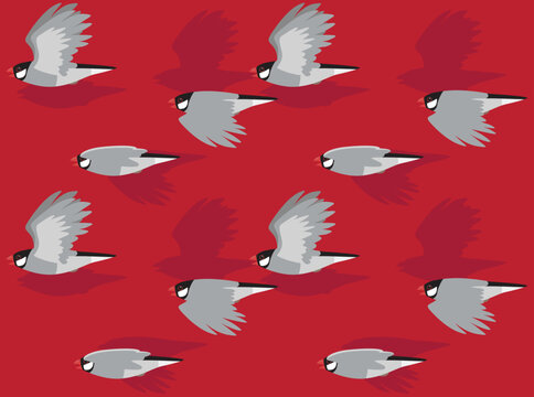 Bird Flying Java Sparrow Finch Cartoon Seamless Wallpaper Background