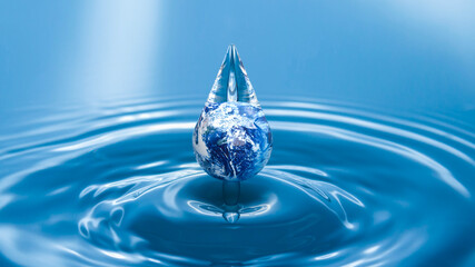 earth in water drop for ecology concept 3d rendering