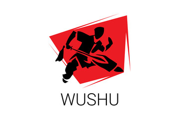 wushu sport vector line icon. sportman, fighting stance. sport pictogram illustration.