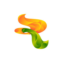 R letter initial logo. Abstract fire ribbon logo