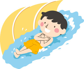 Kid Boy Water Slide Illustration - 519263820