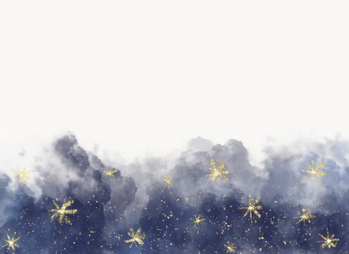 Dreamy blue borders. Smoothy paint. Precious glittery background. Starry dust decoration. 