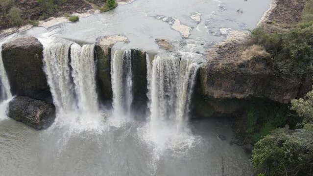 A beautiful waterfall in Duc Trong Lam Dong 4k, Full HD, HD,  - vietnam from above - flycam in the sky of Vietnam