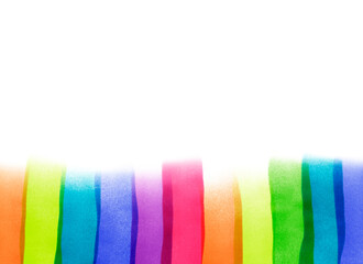 Vibrant rainbow background. Marker hand draw smudges. Colorful watercolor brush strokes texture. Brilliant and beautiful borders to decorate cards and stationary. 