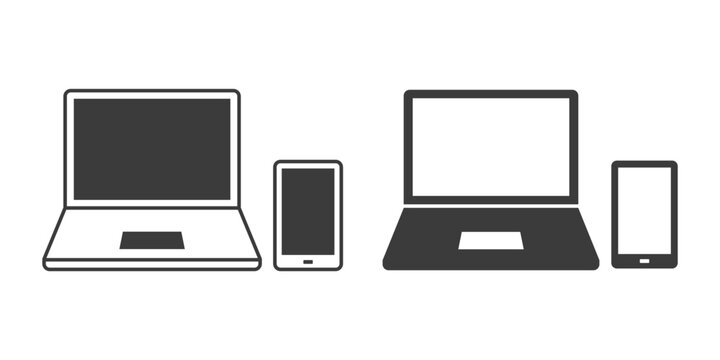 スマホとノートパソコンのマルチデバイス画面のベクターイラストアイコン素材