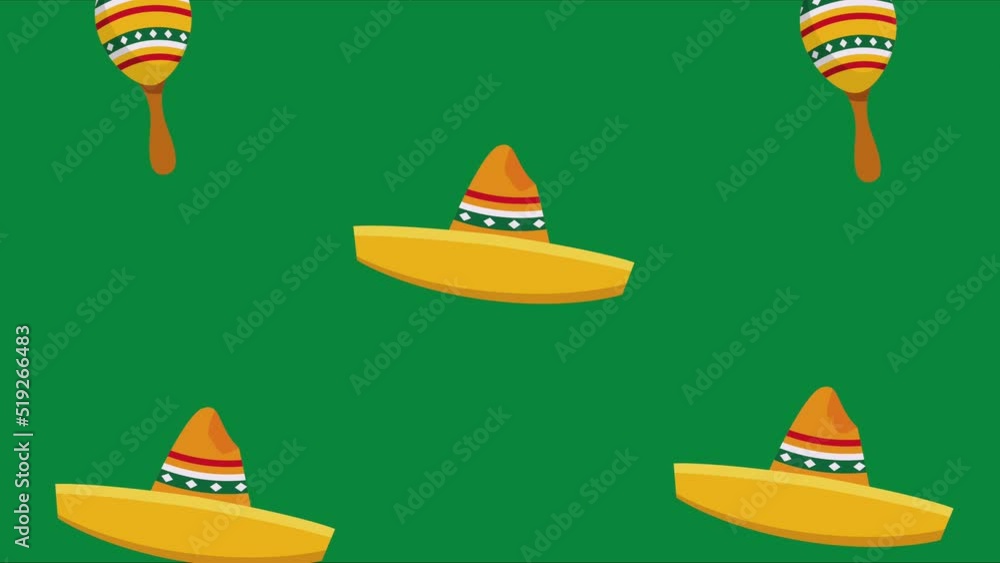 Canvas Prints mexican maracas and hats pattern