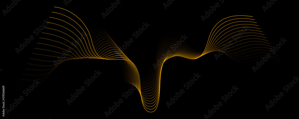 Poster colorful abstract wave in black background. dynamic abstract line design in modern and luxurious sty