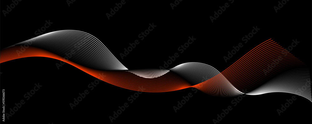 Wall mural colorful abstract wave in black background. dynamic abstract line design in modern and luxurious sty