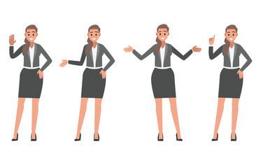 Fototapeta na wymiar cartoon business woman character set ,Vector illustration