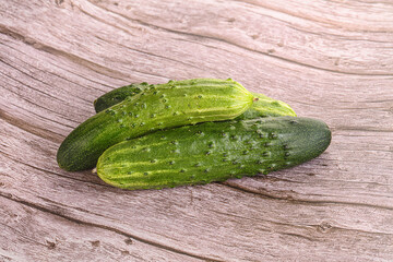 Fersh juicy green cucumbers heap
