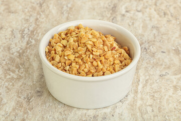 Crunched roasted peanut in the bowl