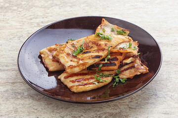 Grilled squid with unagi sauce