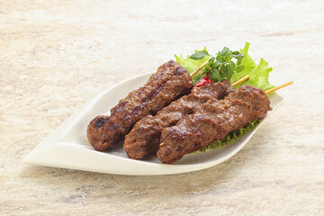Beef kebab skewer minced meat