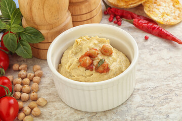 Natural organic chickpea hummus with olive oil