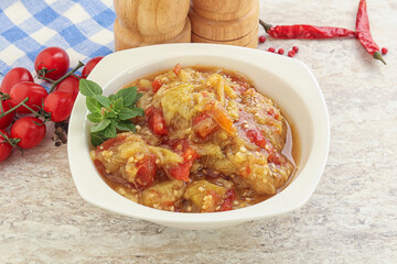 Caucasian Mangal salad with baked vegetables