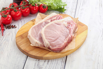 Raw pork t-bone steak for grill