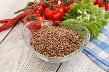 Dry Raw flax seed in the bowl