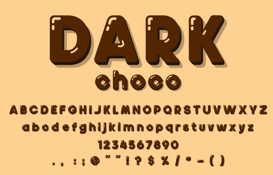 Chocolate Font Type, Choco Candy Alphabet Of Liquid Caramel Vector Text Letters. Sweet Milky Dark Chocolate Font Or Typography Typeface, Cocoa Milk And Coffee Drops Of Abc Script In Brown Glossy Melt