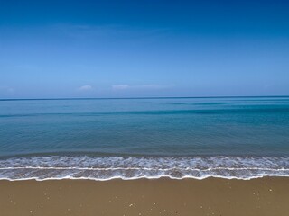 Peaceful seascape background for summer vacation and holidays. Sea in morning for background and banner