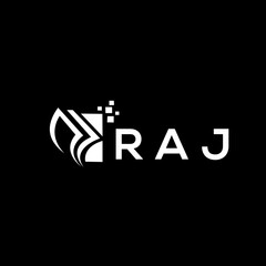 RAJ credit repair accounting logo design on Black background. RAJ creative initials Growth graph letter logo concept. RAJ business finance logo design.
 - obrazy, fototapety, plakaty