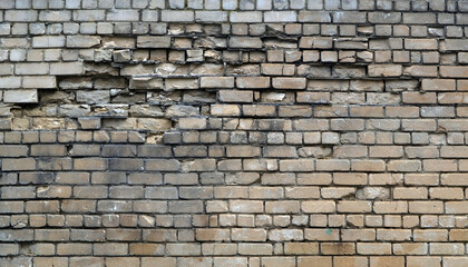 Background and texture old shabby brick stone wall.