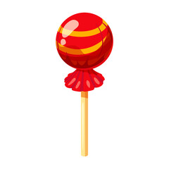 Candy on a stick isometric 3d sweet. Lollipop caramel vector