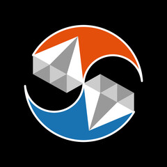 Obraz premium Illustration of yin and yang formed from a fast-moving diamond trajectory