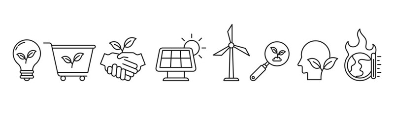 Ecology line art icon set design template vector illustration