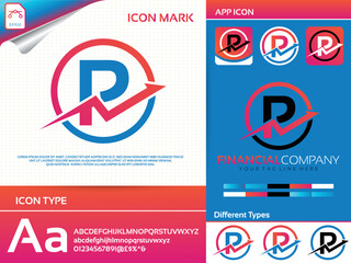 letter P financial and accounting vector logo design