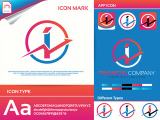 letter i financial and accounting vector logo design