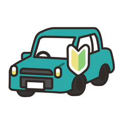 初心者マークをつけた普通自動車