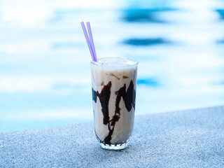 cold coffee by the pool