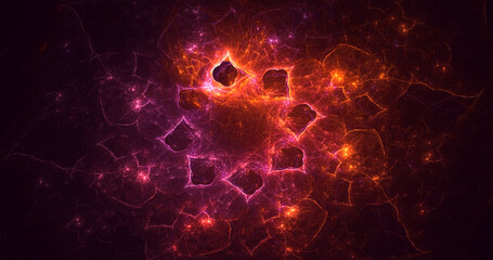 3D rendering abstract multicolor fractal light background