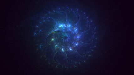 3D rendering abstract multicolor fractal light background