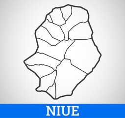 Simple outline map of Niue. Vector graphic illustration.