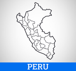 Simple outline map of Peru. Vector graphic illustration.