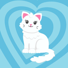 Cute cat. Colored flat vector illustration isolated on color background. Cartoon character.