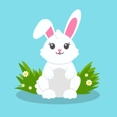 Cute rabbit. Colored flat vector illustration isolated on color background. Cartoon character.