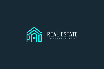 Initial letter PD roof logo real estate with creative and modern logo style