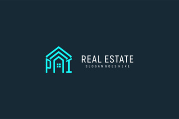 Initial letter PI roof logo real estate with creative and modern logo style - obrazy, fototapety, plakaty