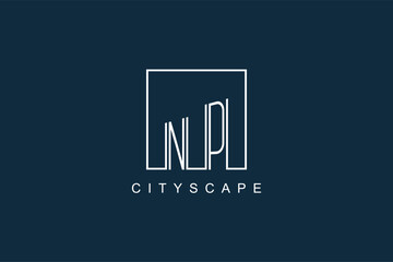 Initials NP logo with modern minimal elegant square line and abstract building © Abdul