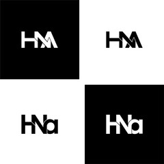 hna letter original monogram logo design set