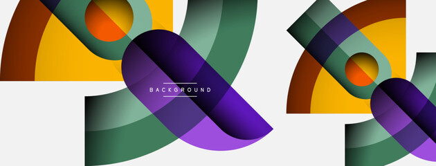 Fototapeta premium Geometric abstract background. Round shapes, circles, lines composition for wallpaper banner background or landing page