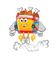 fried chicken with jetpack mascot. cartoon vector