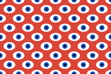 Bauhaus eye seamless pattern. Minimal geometric design of the 20s. Abstract vector template with elements of primitive forms. Modern hipster style. 