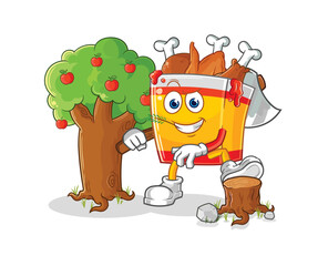 fried chicken Carpenter illustration. character vector