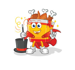 fried chicken magician illustration. character vector