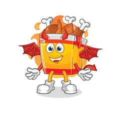 fried chicken demon with wings character. cartoon mascot vector