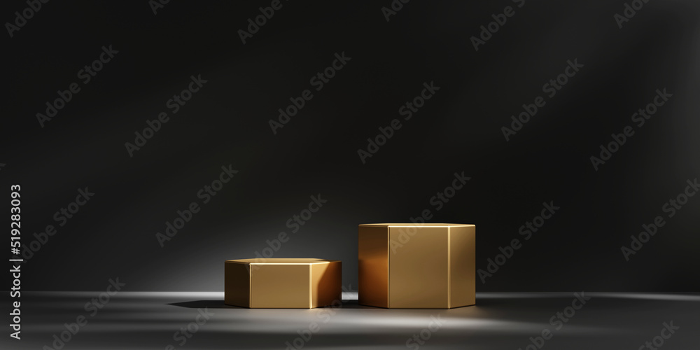 Poster 3d rendering abstract gold platform podium product presentation backdrop